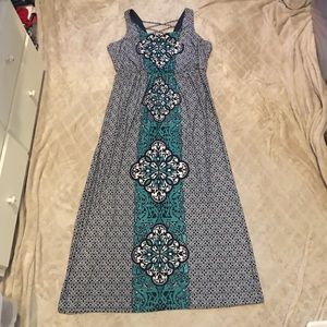 Maurices plus size 2 Maxi dress blue green euc